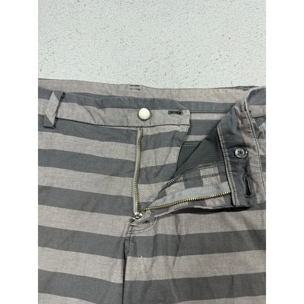 Lululemon Commission Shorts Mens 36 Gray Striped Chino Casual Pockets 10 Inseam